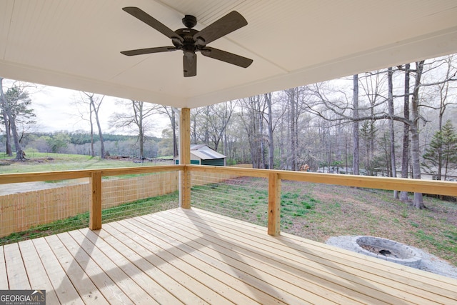 deck featuring ceiling fan