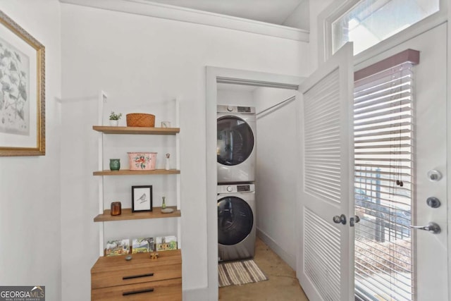 791 Wylie St SE Unit 1111, Atlanta, GA 30316 - laundry room featuring laundry area and stacked washer and clothes dryer