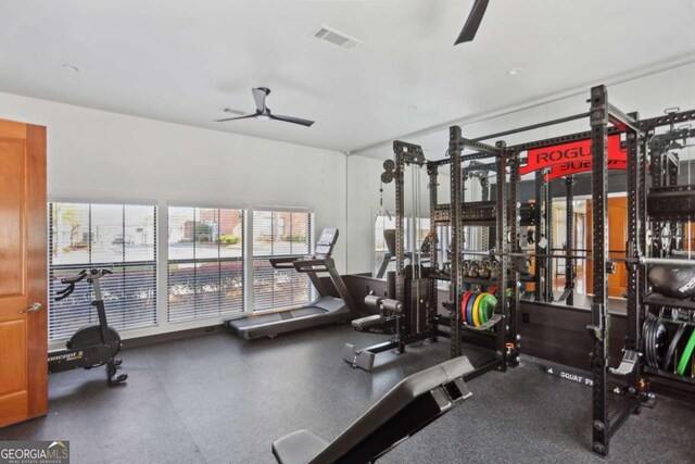 791 Wylie St SE Unit 1111, Atlanta, GA 30316 - gym with a ceiling fan and visible vents