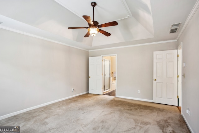 4284 Windy Gap Ct NW, Kennesaw, GA 30144 - unfurnished bedroom with crown molding, visible vents, a raised ceiling, and carpet floors