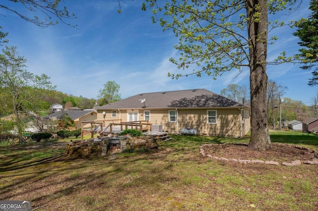 182 Hickory Dr, Ringgold, GA 30736 - rear view of property with a yard and a wooden deck