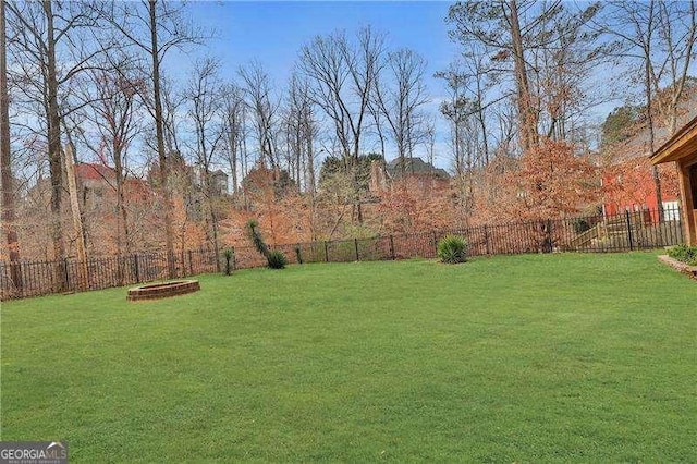 view of yard featuring a fenced backyard