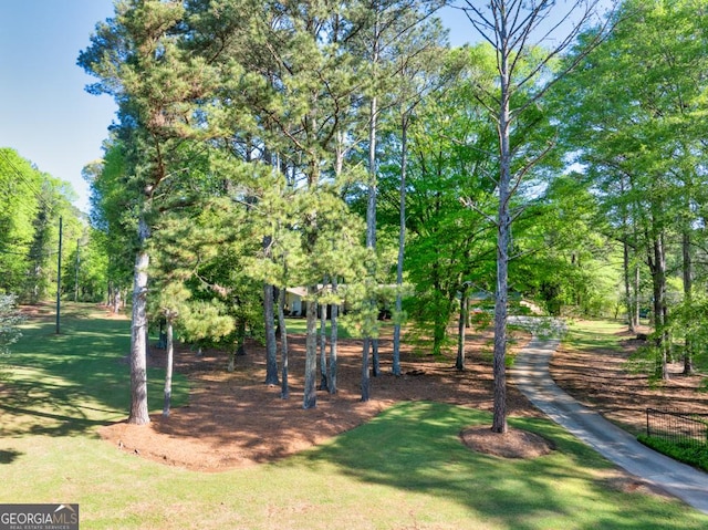 view of community featuring fence