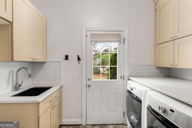 6201 Neely Farm Dr, Peachtree Corners, GA 30092 - laundry room featuring washing machine and clothes dryer and cabinet space