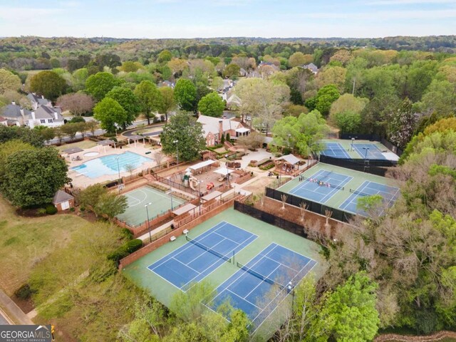 6201 Neely Farm Dr, Peachtree Corners, GA 30092 - aerial view of a pool area and a forest