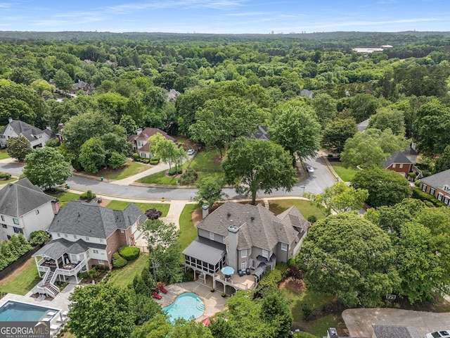 6201 Neely Farm Dr, Peachtree Corners, GA 30092 - aerial view of residential area featuring a pool and a forest