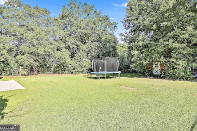 325 Sweetbriar Ln, Griffin, GA 30224 - view of yard with an outbuilding, a trampoline, and a shed