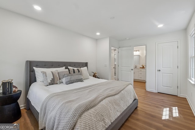 388 Pine Trl, Canton, GA 30115 - bedroom featuring ensuite bath, wood finished floors, baseboards, and recessed lighting