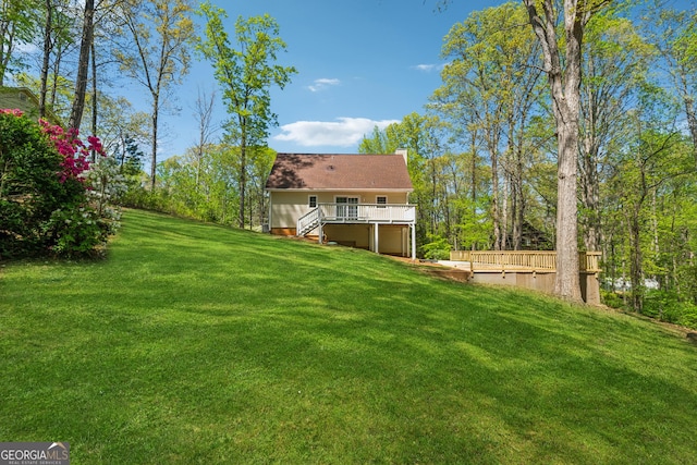 388 Pine Trl, Canton, GA 30115 - view of yard with stairway and a wooden deck