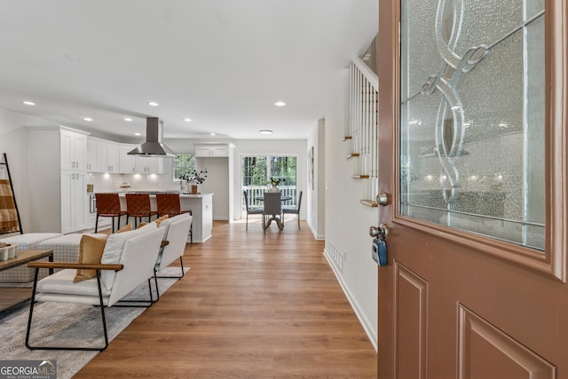 388 Pine Trl, Canton, GA 30115 - entrance foyer with recessed lighting, light wood-style floors, baseboards, and visible vents