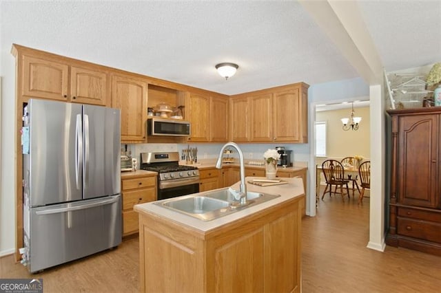 19 Mccrary Ct, Ellijay, GA 30536 - kitchen featuring stainless steel appliances, light countertops, light wood-type flooring, and a sink