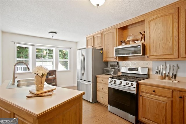 19 Mccrary Ct, Ellijay, GA 30536 - kitchen featuring light countertops, appliances with stainless steel finishes, light wood finished floors, and a sink