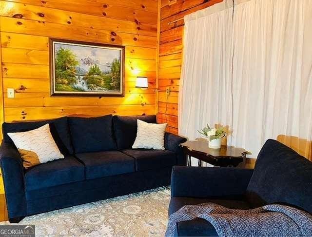 2209 Bell View Ln, Young Harris, GA 30582 - living area featuring wooden walls