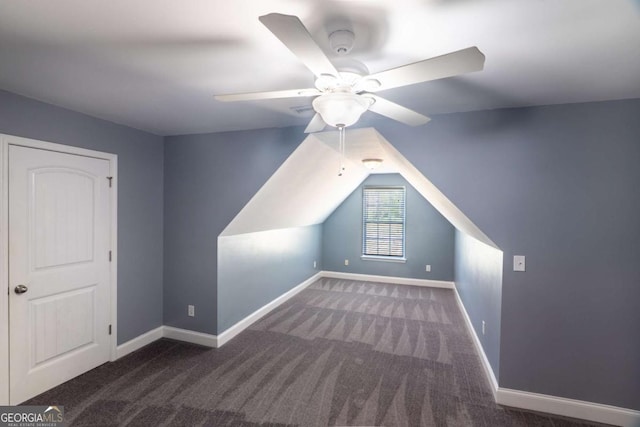 170 Shoal Park Dr, Mcdonough, GA 30252 - additional living space with carpet floors, ceiling fan, vaulted ceiling, and baseboards