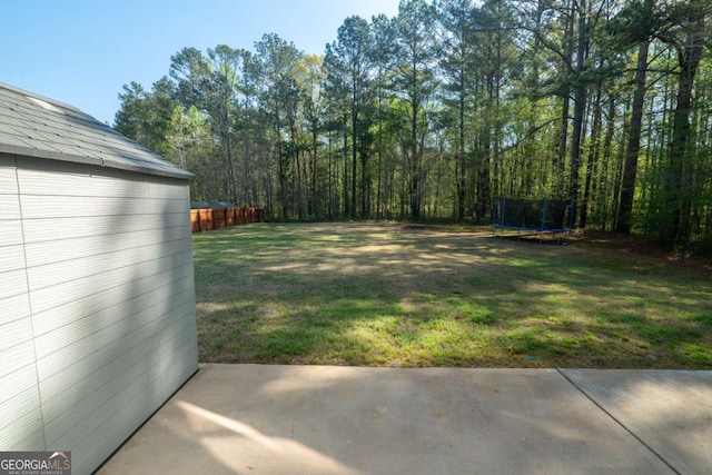 170 Shoal Park Dr, Mcdonough, GA 30252 - view of yard featuring a patio area, fence, and a trampoline