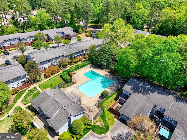aerial view featuring a residential view