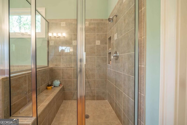 full bathroom with a stall shower