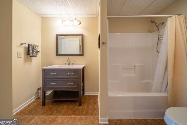 20 Rivercreek Xing, Kingston, GA 30145 - full bath featuring shower / tub combo, vanity, a paneled ceiling, and tile patterned floors