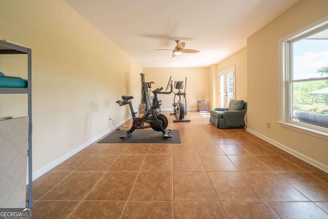 20 Rivercreek Xing, Kingston, GA 30145 - workout area with ceiling fan and tile patterned flooring