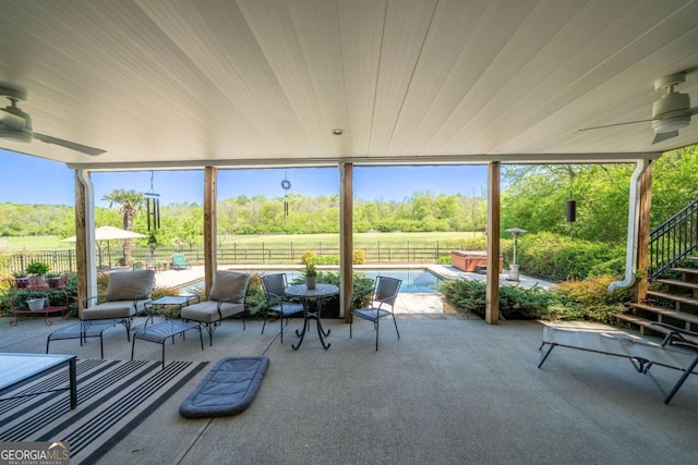 20 Rivercreek Xing, Kingston, GA 30145 - sunroom featuring a ceiling fan