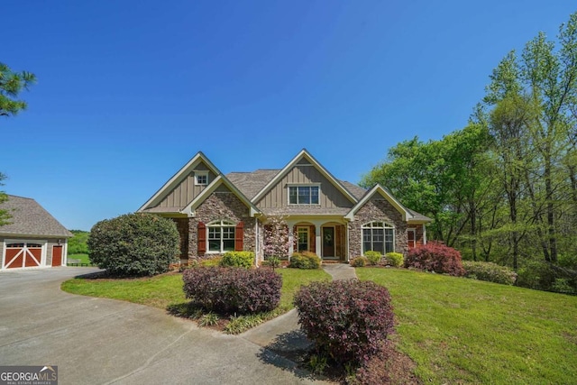 20 Rivercreek Xing, Kingston, GA 30145 - craftsman-style home featuring board and batten siding, stone siding, and a front lawn