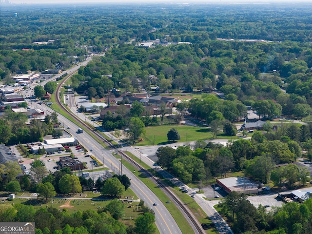 bird's eye view with a view of trees