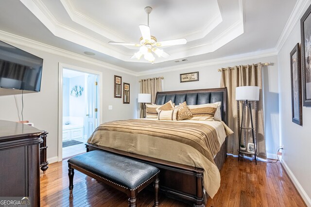1 Graben Dr NW, Rome, GA 30165 - bedroom with wood-type flooring, visible vents, baseboards, and a raised ceiling