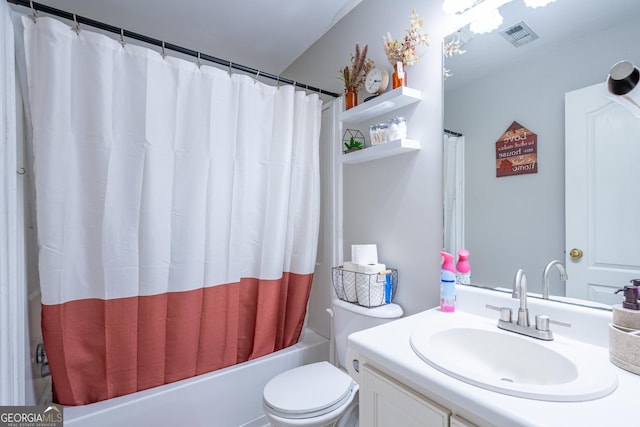1 Graben Dr NW, Rome, GA 30165 - full bathroom featuring shower / bath combo, visible vents, toilet, and vanity