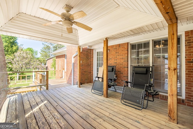 1 Graben Dr NW, Rome, GA 30165 - wooden terrace featuring a ceiling fan