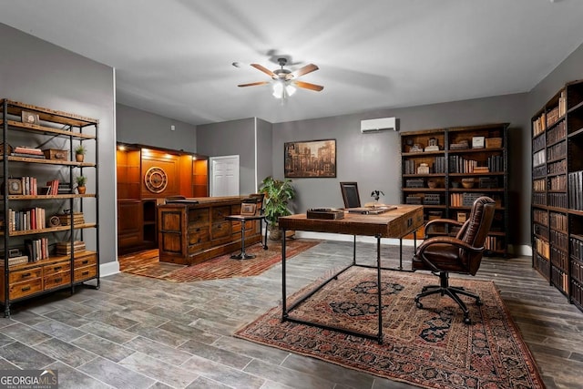 2455 Horseleg Creek Rd SW, Rome, GA 30165 - office space with a wall mounted AC, baseboards, and a ceiling fan