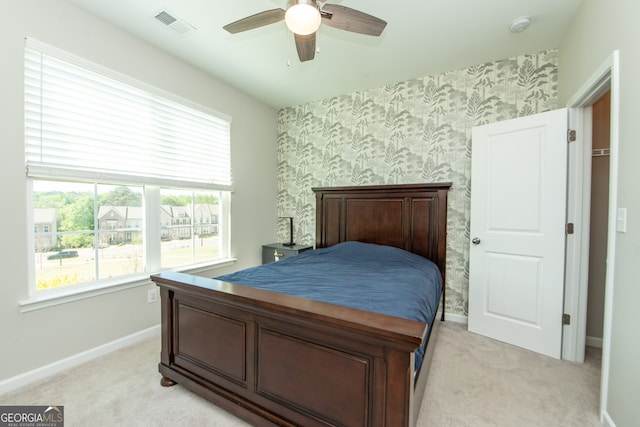 3495 Delegate Aly, Scottdale, GA 30079 - bedroom featuring wallpapered walls, baseboards, visible vents, and light colored carpet