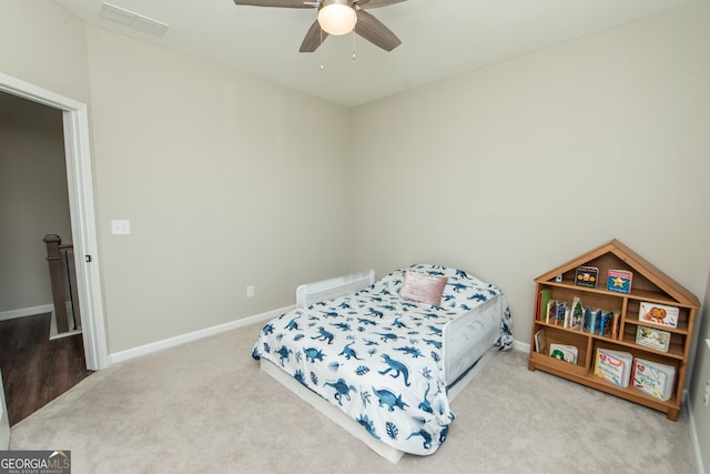 3495 Delegate Aly, Scottdale, GA 30079 - carpeted bedroom with ceiling fan, baseboards, and visible vents