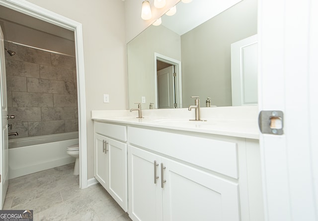 3495 Delegate Aly, Scottdale, GA 30079 - full bathroom featuring tub / shower combination, double vanity, toilet, and a sink