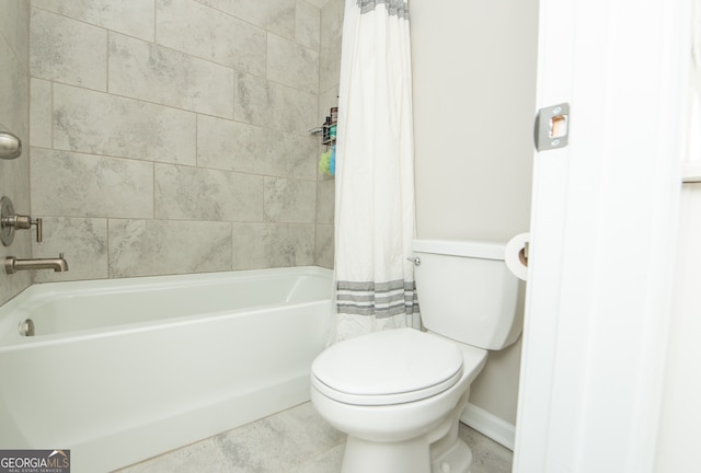 3495 Delegate Aly, Scottdale, GA 30079 - full bathroom featuring tile patterned flooring, shower / bath combo with shower curtain, toilet, and baseboards