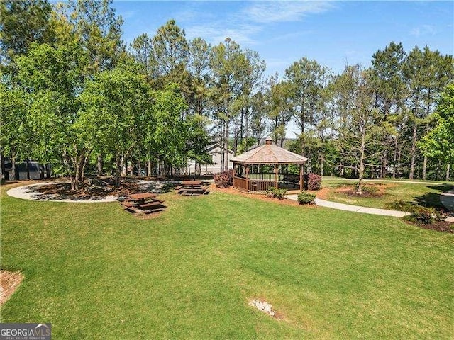 view of yard with a gazebo