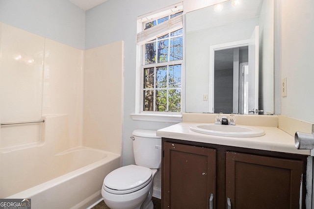 3742 Linecrest Rd, Ellenwood, GA 30294 - bathroom featuring washtub / shower combination, toilet, and vanity