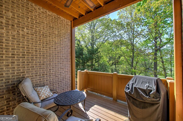 deck featuring area for grilling