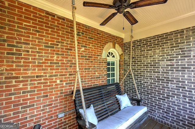 view of patio / terrace featuring ceiling fan