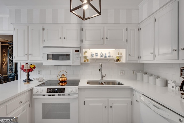 1826 Bedfordshire Ct, Decatur, GA 30033 - kitchen featuring white appliances, a sink, and white cabinetry