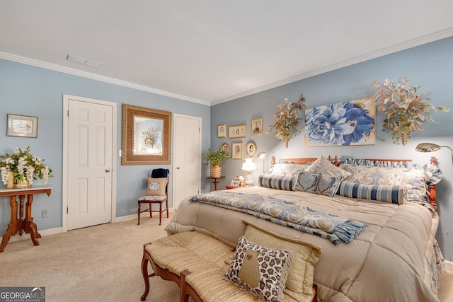 1826 Bedfordshire Ct, Decatur, GA 30033 - carpeted bedroom with crown molding and baseboards