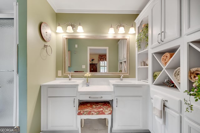 1826 Bedfordshire Ct, Decatur, GA 30033 - bathroom featuring crown molding and double vanity
