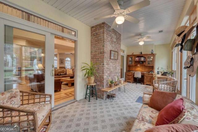 sunroom with built in study area