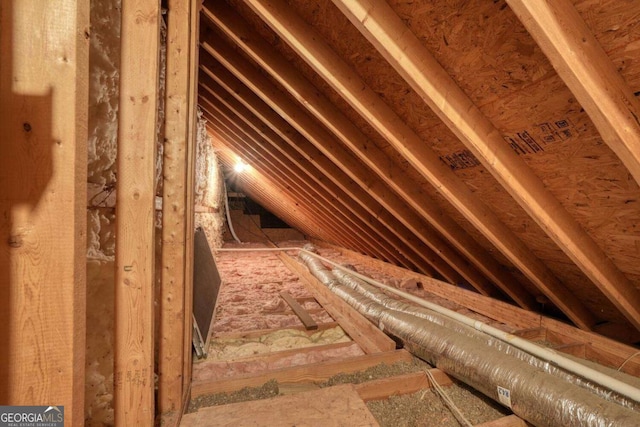 view of unfinished attic