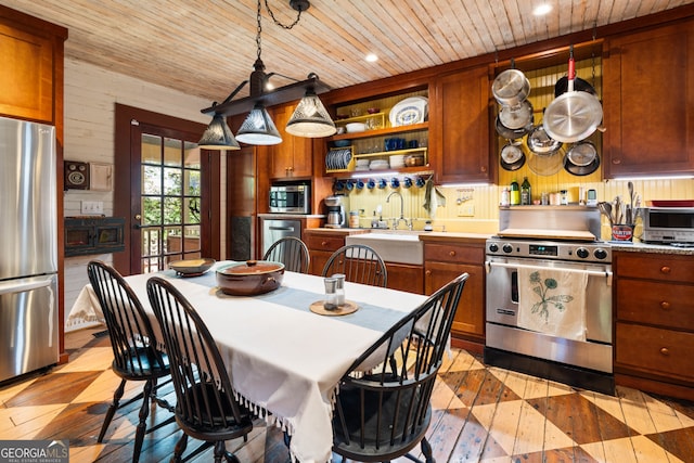 218 Barry St, Decatur, GA 30030 - dining room with wood walls, recessed lighting, and wooden ceiling