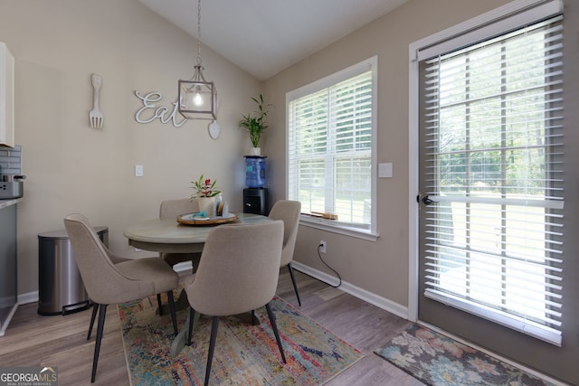 101 Javay Ct, Villa Rica, GA 30180 - dining room featuring lofted ceiling, healthy amount of natural light, and light wood-type flooring