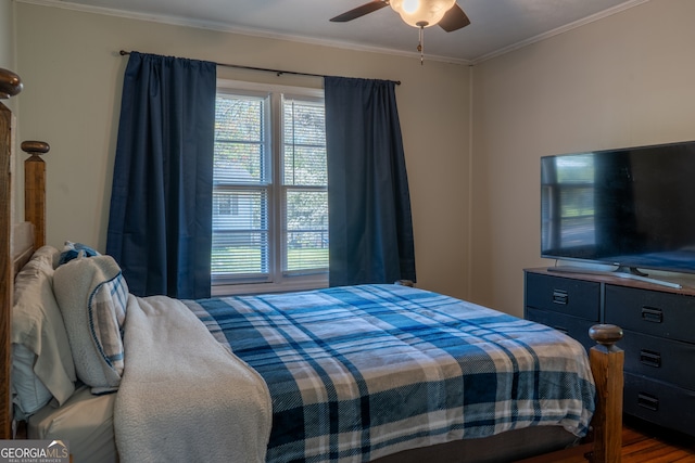 140 Goldust Ave, Clarkesville, GA 30523 - bedroom with crown molding, multiple windows, and ceiling fan