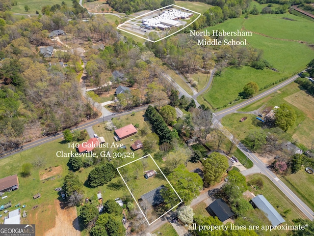 140 Goldust Ave, Clarkesville, GA 30523 - aerial overview of property's location featuring property parcel outlined