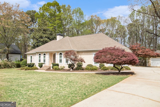 110 Kylemore Pass, Tyrone, GA 30290 - view of front of property with a chimney, a front lawn, and a shingled roof