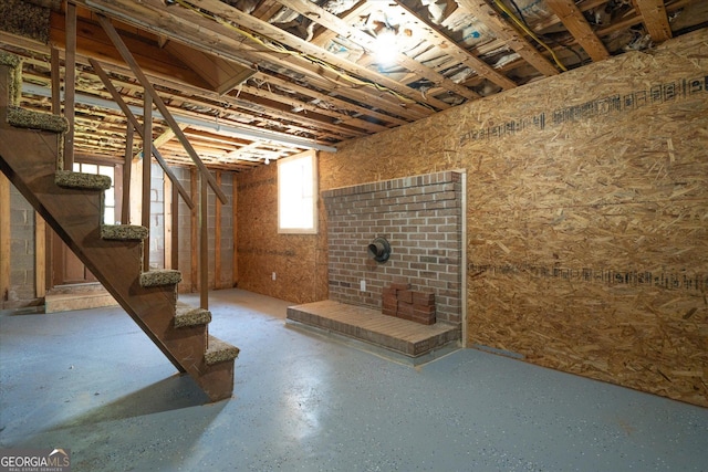 313 Ellenwood Dr, Bowdon, GA 30108 - below grade area featuring stairway