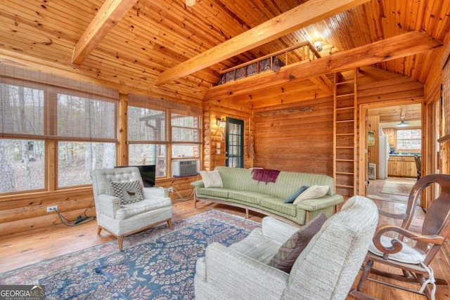 2479 Plum Orchard Rd Unit 1 & 2, Clayton, GA 30525 - living area with wooden ceiling, wooden walls, and cooling unit